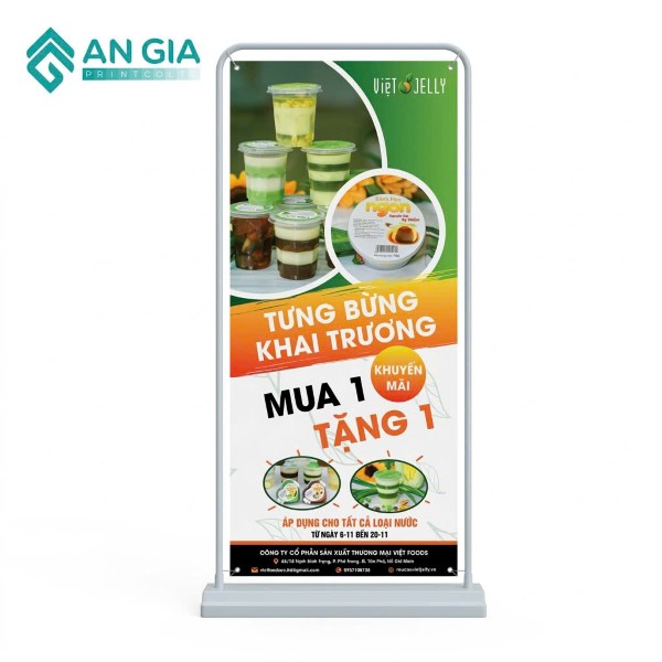 Standee kiểu cửa chân đế nhựa bền đẹp, dùng cho kích thước 60x160cm và 80x180cm